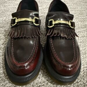 Dr. Martens Burgundy Loafers with Gold Accent